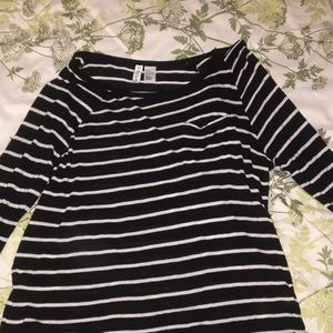 h&m 3/4 sleeve shirt, black&white striped